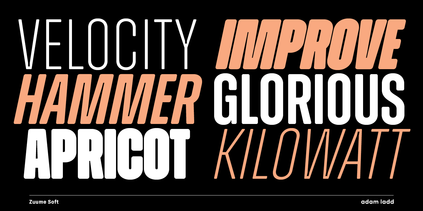 Ejemplo de fuente Zuume Soft SemiBold Italic